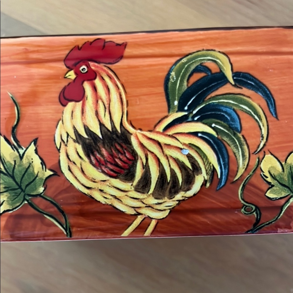 Vibrant Orange and Red Rooster Decor Accent butter dish - Picture 5 of 8